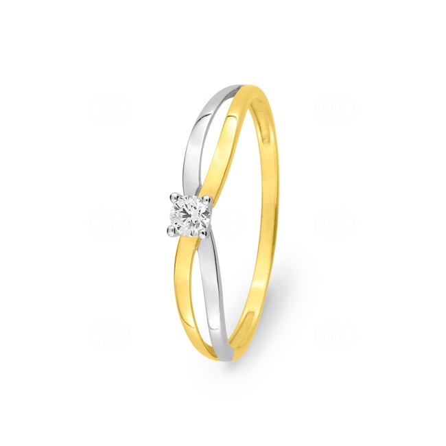 Bague or jaune 375/9 ct rhodié avec zircone solitaire - 197283.Z3