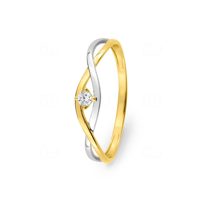 Bague or jaune 375/9 ct rhodié avec zircone solitaire - 197284.Z3