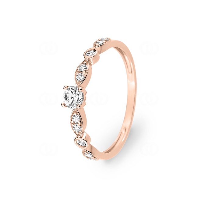 Bague or rosé 375/9 ct avec zircone solitaire accompagné - 09SA832RZ