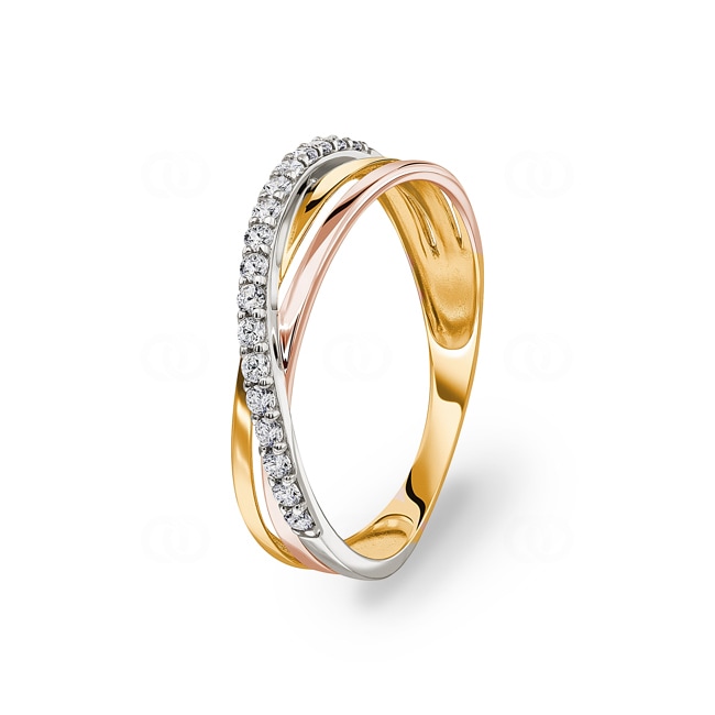 Ring 375/9 K Tricolor gekreuzt mit Zirkonia - S12.05121