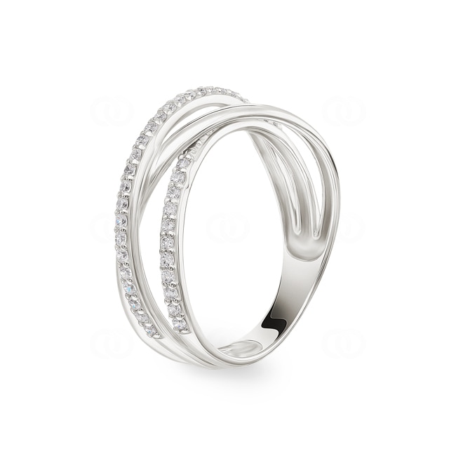 Ring 375/9 K White Gold crossed with Cubic Zirconia - 09SA769GZ