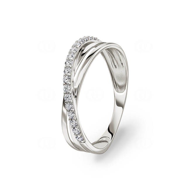 Ring 375/9 K Weissgold gekreuzt mit Zirkonia - 09SA80GZ
