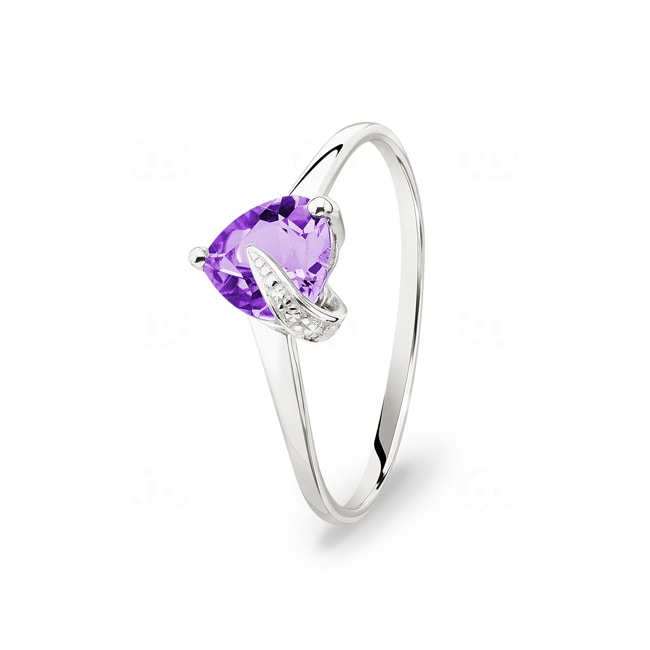 Bague or gris 375/9 ct avec améthyste cœur - 09FA018GA