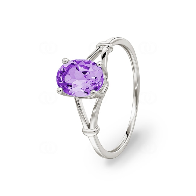 Ring 375/9 K Weissgold mit Amethyst oval - 193009.A1
