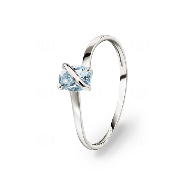 Ring 375/9 K Weissgold mit Aquamarin oval Ring 375/9 K Weissgold mit Aquamarin oval - 197043.M1