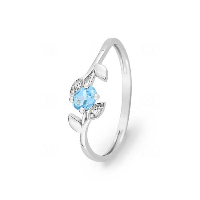 Ring 375/9 K Weissgold mit Blautopas und Zirkonia - 0PA766GTZ