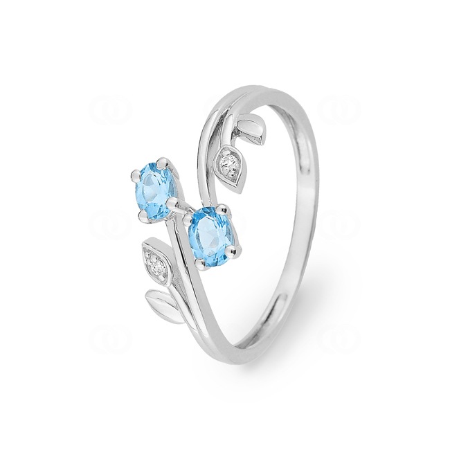 Ring 375/9 K Weissgold mit Blautopasen & Zirkonia - 0FA734GTZ