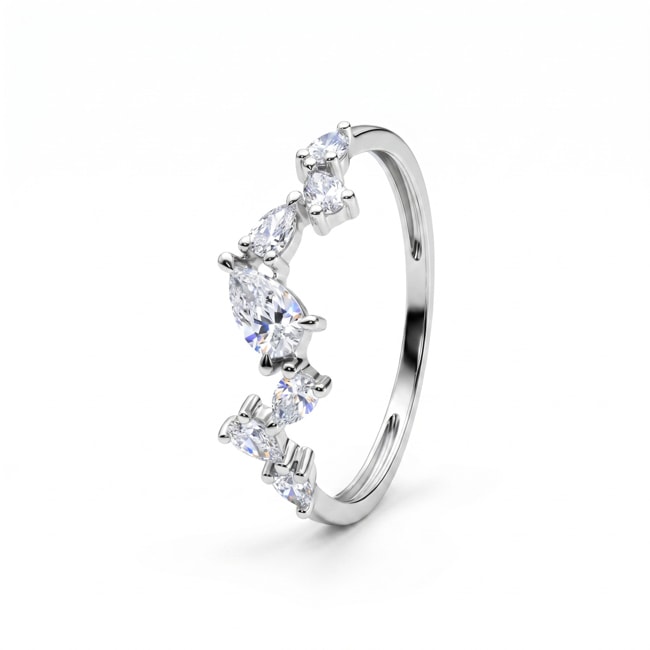 Ring 375/9 K White Gold with Lab Grown Diamonds 0.49 ct - 9KLGD152W