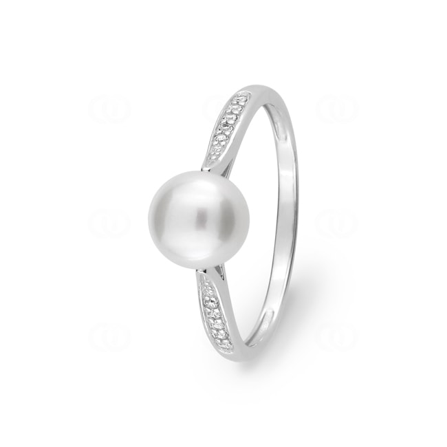Ring 375/9 K Weissgold mit Süsswasserzuchtperle & Zirkonia - 197267.P1