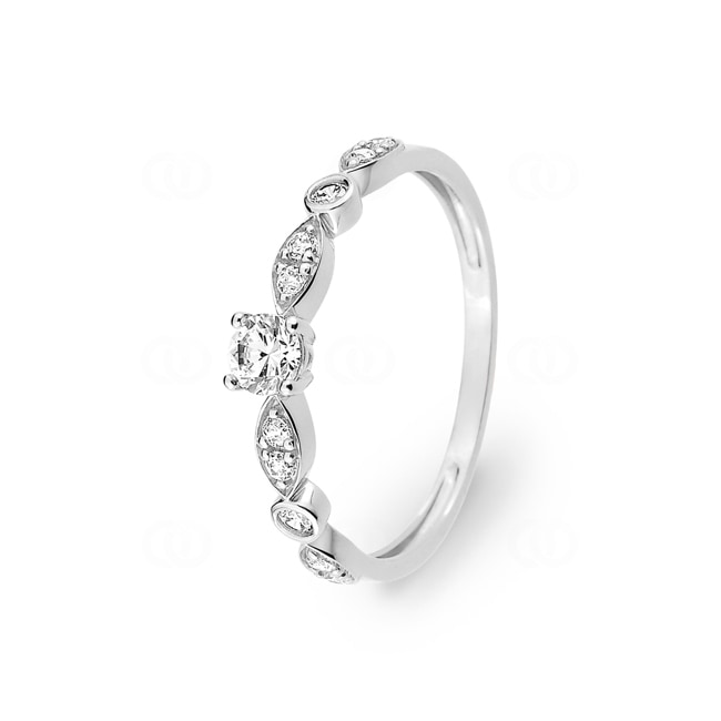 Bague or gris 375/9 ct avec zircone solitaire accompagné - 09SA832GZ