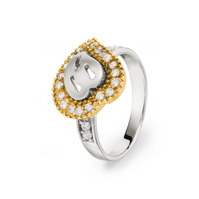 Ring 750/18 K White and Yellow Gold with Cubic Zirconia Ø 56 - 172081