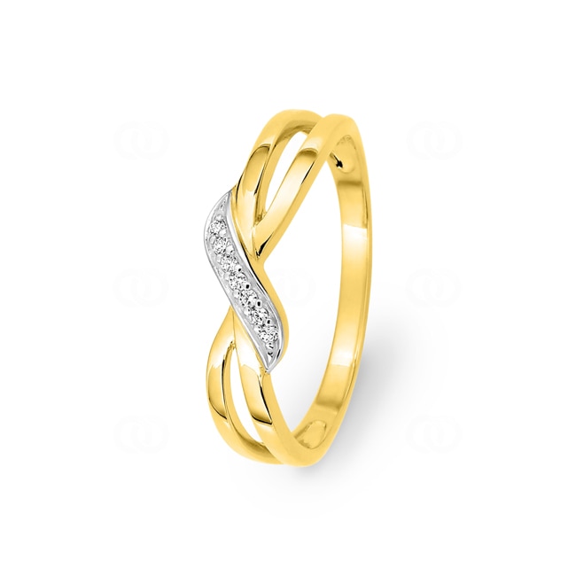 Ring 750/18 K Yellow Gold two-tone with Cubic Zirconia - 1.3085.Z3