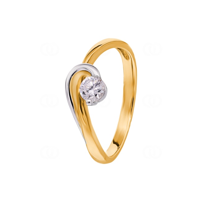 Ring 750/18 K Gelbgold bicolor mit Zirkonia Solitär Ø 54 - PR4376/1