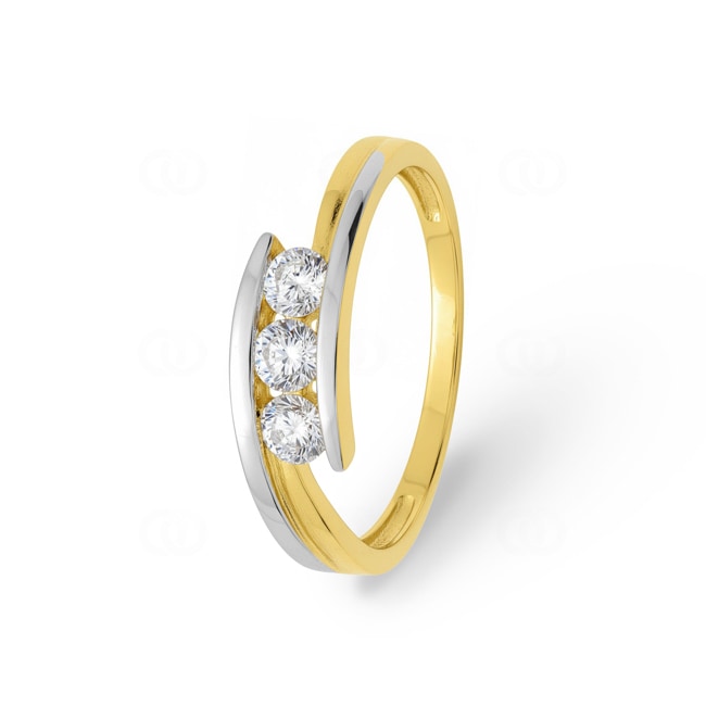 Ring 750/18 K Gelbgold bicolor mit Zirkonia Trilogie - 1.594.Z3