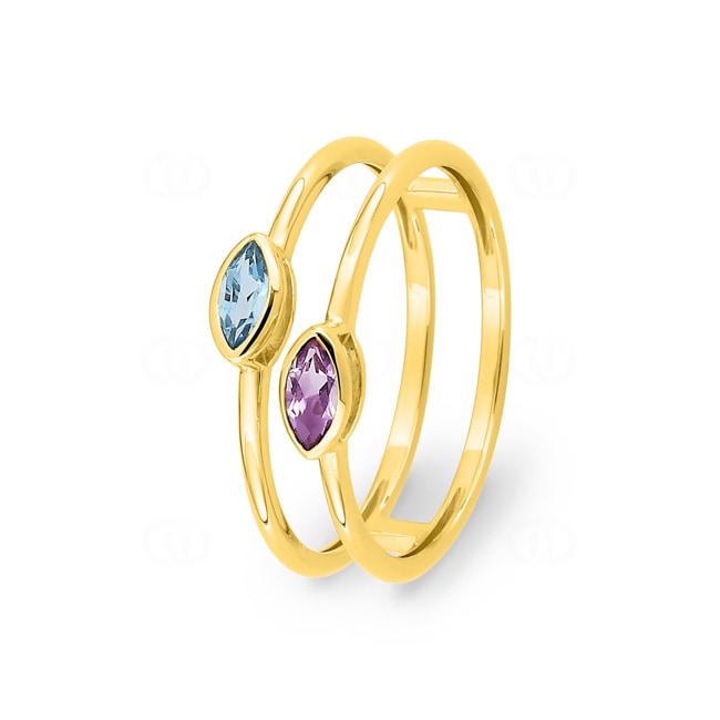 Ring 750/18 K Yellow Gold with Amethyst & Blue Topaz - 1.7447.V0