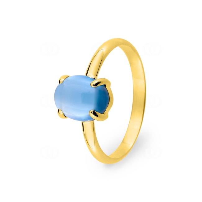 Ring 750/18 K Gelbgold mit Blautopas behandelt - J10004.T0