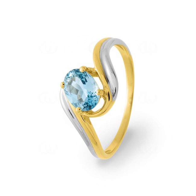 Ring 750/18 K Yellow Gold with oval Blue Topaz - 1617T