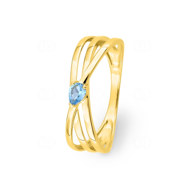 Ring 750/18 K Yellow Gold with Pear Cut Blue Topaz - 1.7642.T0