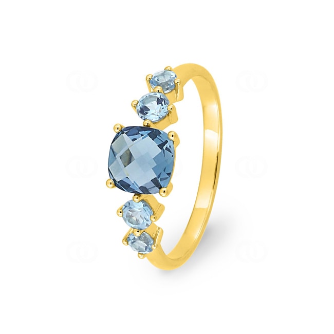 Bague or jaune 750/18 ct avec topazes bleues London & Swiss Blue - J10017.T0