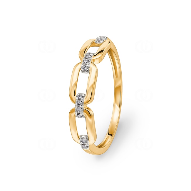 Bague or jaune 750/18 ct avec diamants 0.05 ct H/si - RI-73388-GG