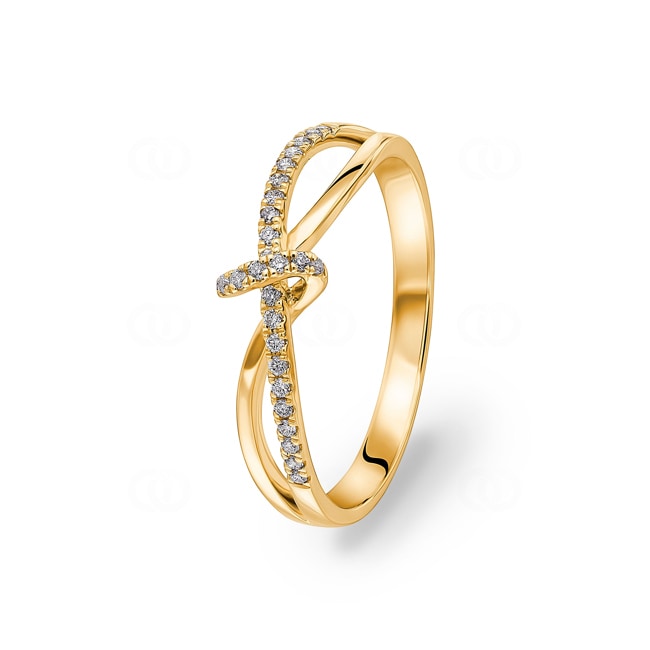 Bague or jaune 750/18 ct avec diamants 0.10 ct H/si - RI-73411-GG