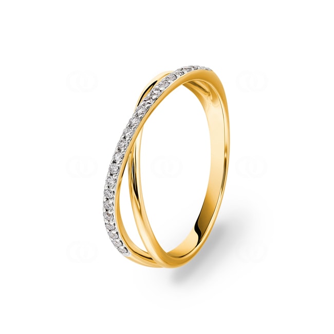 Ring 750/18 K Gelbgold mit Diamanten 0.14 ct H/si - RI-73229-GG