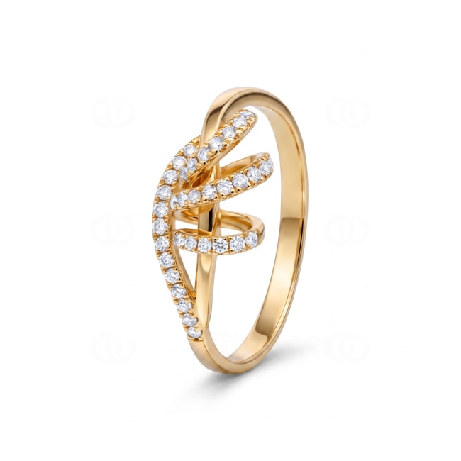 Bague or jaune 750/18 ct avec diamants 0.19 ct - RI-73642-GG