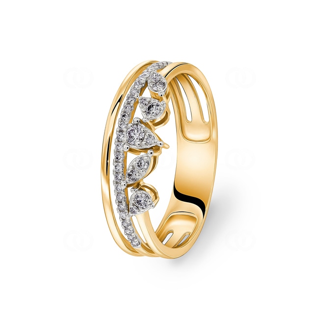 Bague or jaune 750/18 ct avec diamants 0.21 ct H/si - RI-73359-GG