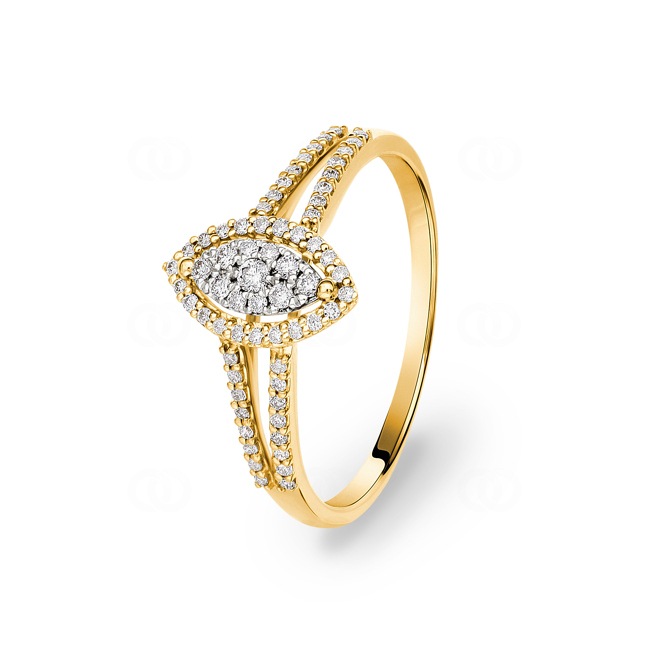 Ring 750/18 K Yellow Gold with Diamonds 0.22 ct H/si - RI-55991-GG