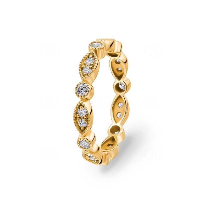 Bague or jaune 750/18 ct avec diamants 0.55 ct H/si - CG003