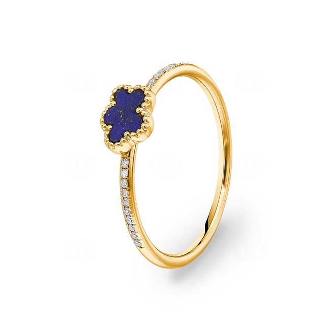 Bague or jaune 750/18 ct avec lapis-lazuli et diamants 0.05 ct H/si - RI-25424-GG