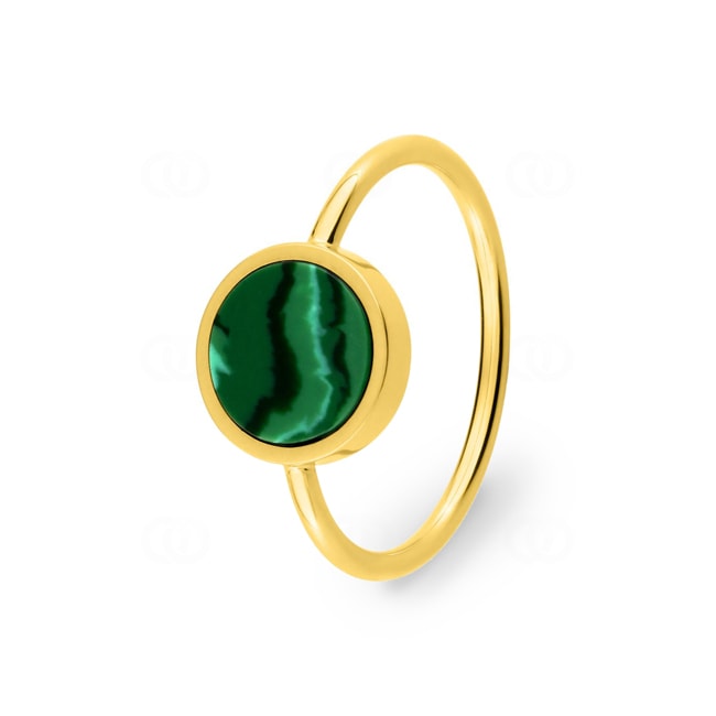 Bague or jaune 750/18 ct avec malachite 8mm - J10003.N0