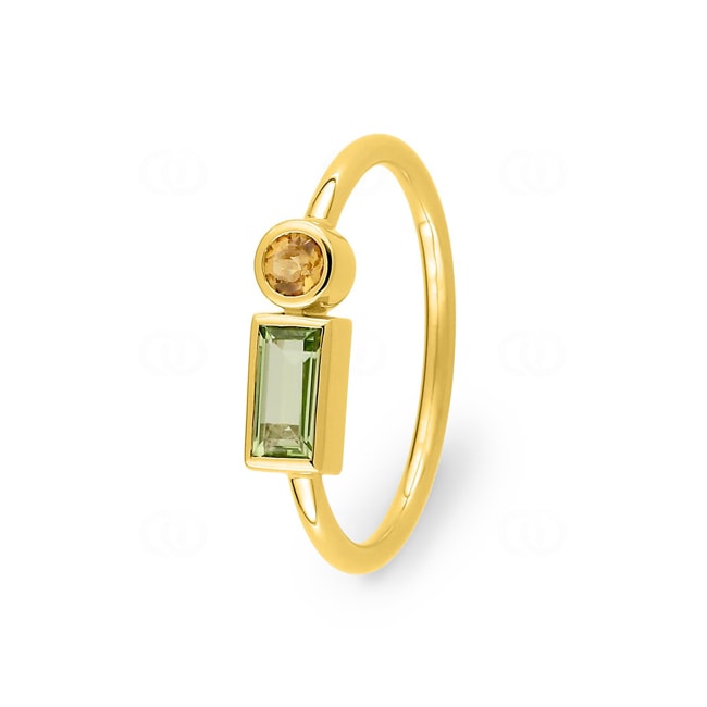 Bague or jaune 750/18 ct avec péridot & citrine Bague or jaune 750/18 ct avec péridot & citrine - J10009.B0