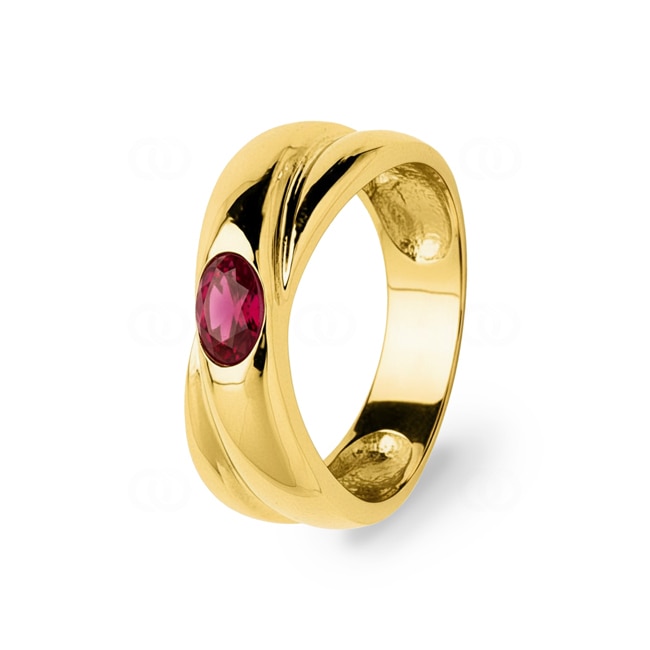 Bague or jaune 750/18 ct avec rubis - 1566R