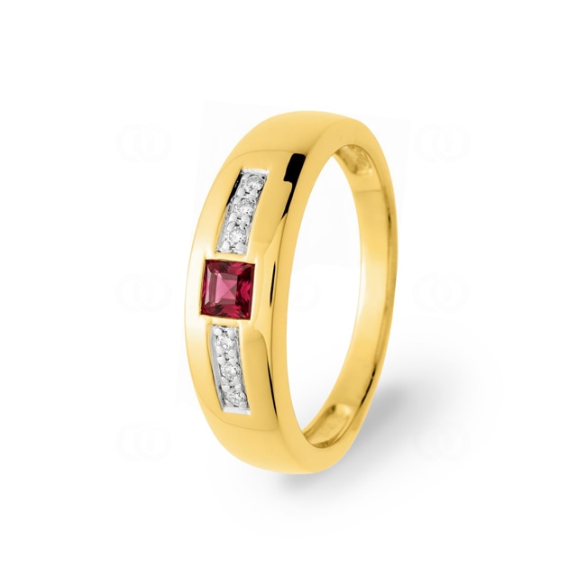 Ring 750/18 K Gelbgold mit Rubin und Diamanten 0.03ct. - 1.4061.R3