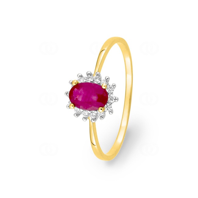 Ring 750/18 K Yellow Gold with Ruby and Cubic Zirconia - 1.3099.R3