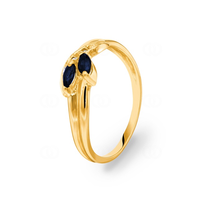 Ring 750/18 K Gelbgold mit Saphiren & Diamanten 0.02 ct H/p1 Ø 52 - 41393