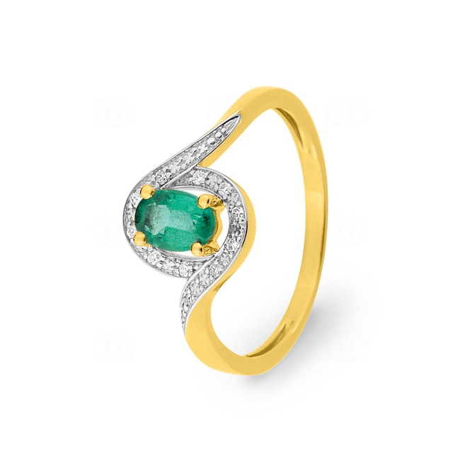 Ring 750/18 K Yellow Gold with Emerald and Diamonds 0.05ct. - MZB28BEB4