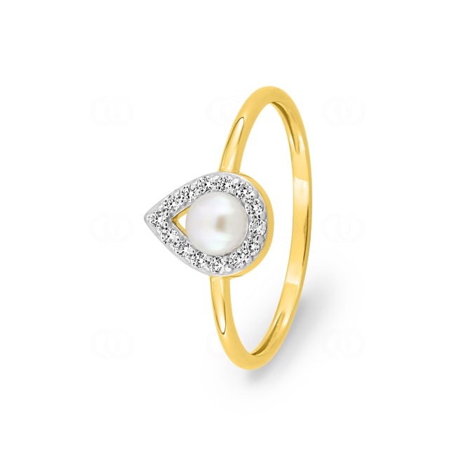 Ring 750/18 K Gelbgold mit Süsswasserzuchtperle & Zirkonia - 1.7482.P3