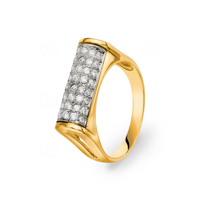 Bague or jaune 750/18 ct avec zircones Ø 55 - PR3399-1