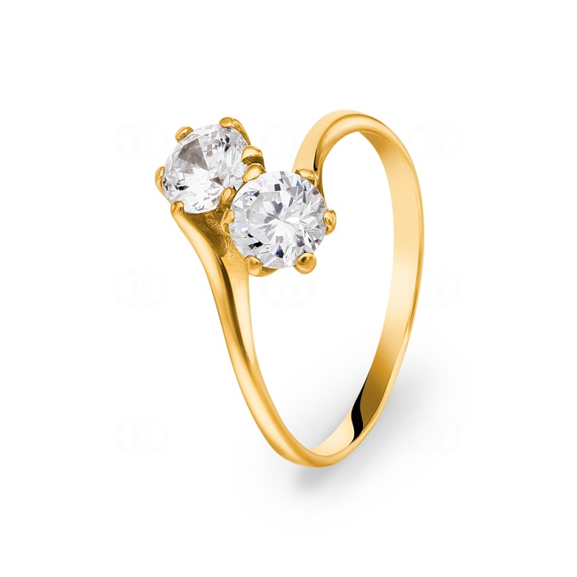 Ring 750/18 K Gelbgold mit Zirkonia Toi & Moi Ø 52 - PR6450-1-GG