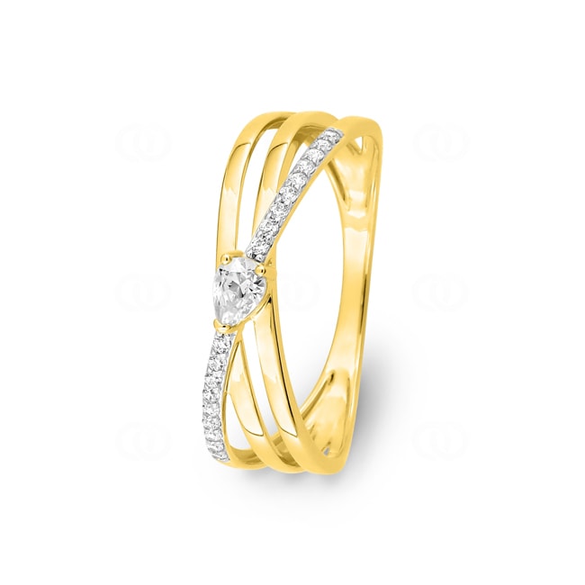 Ring 750/18 K Yellow Gold with Pear Cut Cubic Zirconia - 1.7643.Z3