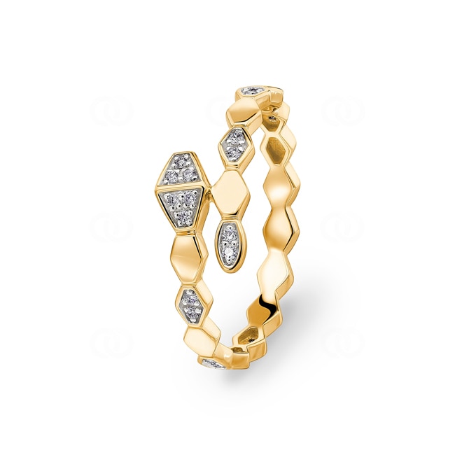 Ring 750/18 K Gelbgold Schlange mit Diamanten 0.10 ct H/si - RI-73456-GG