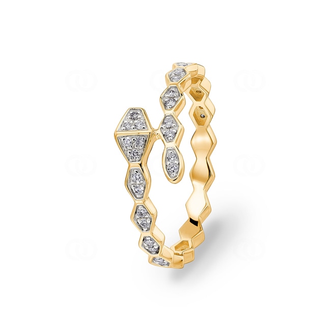 Ring 750/18 K Yellow Gold Snake with Diamonds 0.18 ct H/si - RI-73459-GG