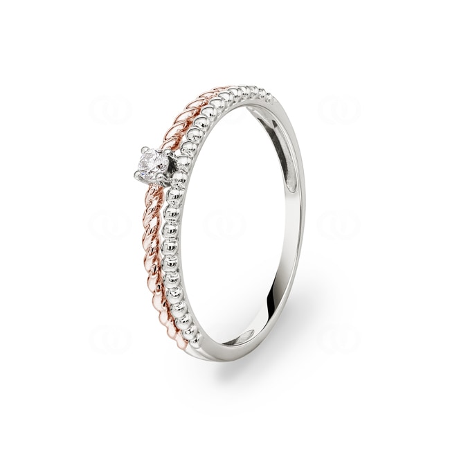 Ring 750/18 K Rosé-/ Weissgold mit Diamanten 0.06 ct H/si - RI-73161-RG