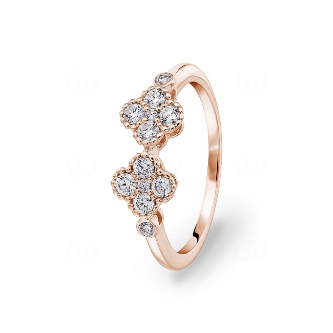 Ring 750/18 K Rose Gold Cloverleaves with Diamonds 0.37 ct H/si - RI-06275-RG