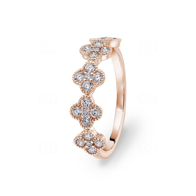 Ring 750/18 K Rose Gold Cloverleaves with Diamonds 0.48 ct H/si - RI-05424-RG