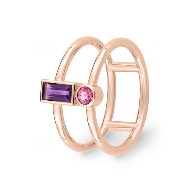 Ring 750/18 K Rose Gold with Amethyst & pink Tourmaline - J10010.B4