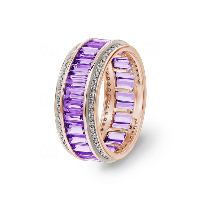 Ring 750/18 K Rose Gold with Amethysts & Diamonds 0.41 ct H/si - RI-73397-AME-RG