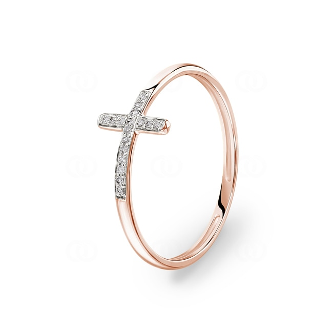 Ring 750/18 K Rose Gold with Diamonds 0.04 ct H/si, Cross - RI-56708-RG